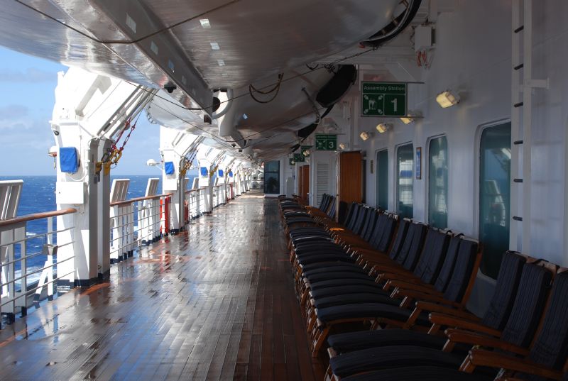 Assembly stations and running track on the Promenade Deck