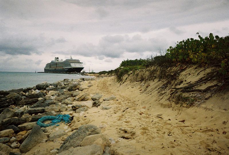 Looking back down the beach from the end of Grand Turk - notice all the conch shells