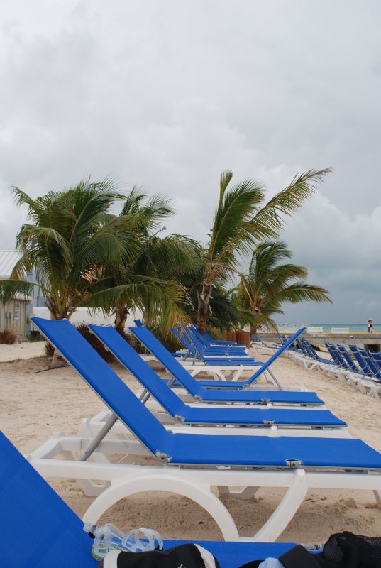 The beach chairs at the beach on Grand Turk