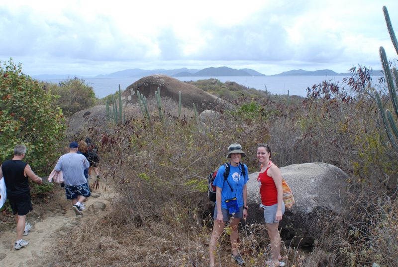 Access to The Baths required a 15 minute hike down to the beach. Martha and Holly pose in the foreground of this picturesque view.