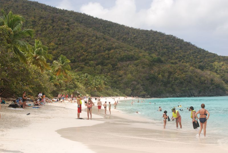 But what is the hurry to jump in the water when you have a beach like this - situated on the shores of the Virgin Islands National Park. The crowd really wasn't as bad as I anticipated, based on the warnings we received.