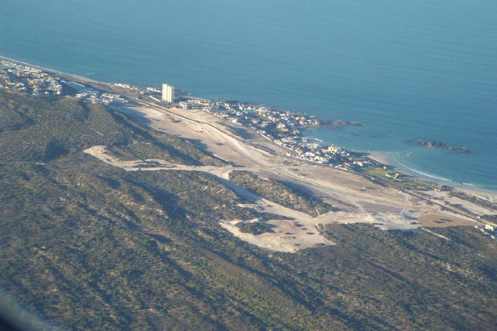 This is the northern shore of the Cape Town harbor.