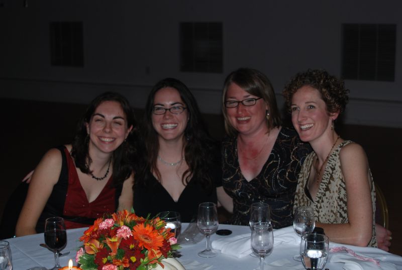 Stacey, Jenny, Kelly, and Martha at the wedding reception